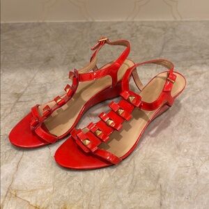 kate spade Orange Sandals with T-strap Design and Adjustable Ankle Strap
